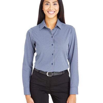Women's CrownLux Performance® Tonal Mini Check Woven Dress Shirt Thumbnail