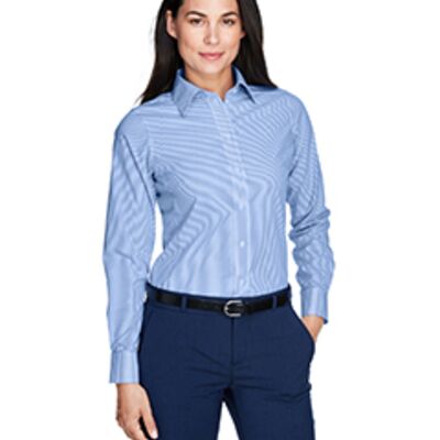 Ladies' Crown Collection® Banker Stripe Woven Shirt Thumbnail